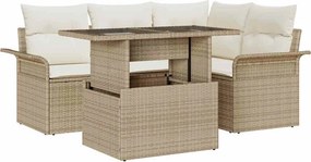 vidaXL Kerti Kanapé Szett párnával 5 pcs Bézs Poli rattan