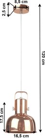 Függőlámpa retro stílusban, fém, rose gold, AVIER TYP 3