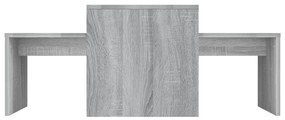 Szürke sonoma színű szerelt fa dohányzóasztalszett 100x48x40 cm