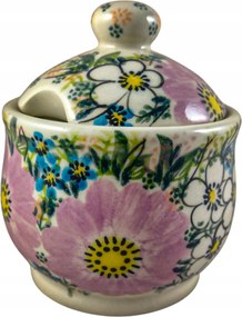 Cukortartó Kerámia Kb. 300 ml Virágok Lila-kék-fehér