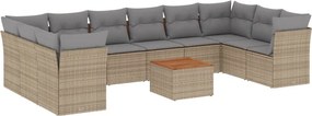 vidaXL 11 részes bézs polyrattan kerti ülőgarnitúra párnákkal