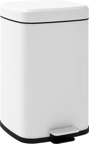 HOMCOM 20L Pedálos Konyhai Szemetes Fém Csendes Fedéllel, Kompakt, Kivehető Belső Vödör, 28L x 35W x 45H cm, Fehér | Aosom