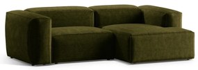 Zöld kordbársony sarokkanapé (jobb oldali-heverő résszel) Bergamo – Cosmopolitan Design