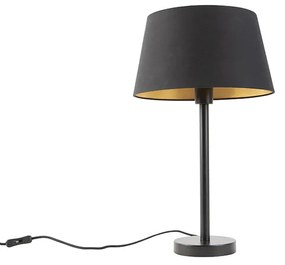 Klasszikus asztali lámpa fekete fekete lámpabúrával 32 cm - Simplo