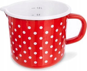 Zománcozott bögre konyhai mérőpohárral fazék fogantyúval 12 cm 1,2L