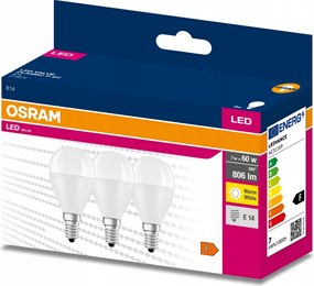 3x Led izzó E14 P45 6,5W 60W 806lm 2700K Meleg 200° Osram Value