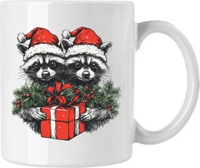 Karácsonyi Ajándék Bögre Mosómedve Állatok Karácsonyfa