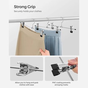 Fém nadrágfogasok 31 cm-es csúszásgátló ruhaakasztók, 20 darabos csomag