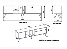 TV asztal/Szekrény Mistique 180 (dió + fekete + fehér) . 1102366