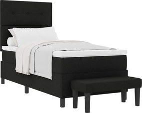 vidaXL Boxrugós ágy matracmal fejtámlával Fekete 90 x 190 cm szövet