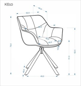 K-610 forgatható étkezőszék szürke