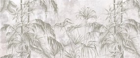 Kép - Trópusi növények a falon szürke színben (120x50 cm)