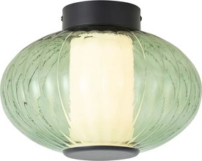 Design mennyezeti lámpa fekete 28 cm zöld üveggel, LED-del, 3 lépésben szabályozható - Margherite