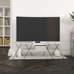 Canaz TV-állvány, fehér-fekete, 120 cm
