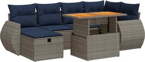 vidaXL 7 részes barna polyrattan akácfa kerti ülőgarnitúra párnákkal