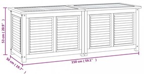 tömör tíkfa kerti tárolóláda zsákkal 150 x 50 x 55 cm