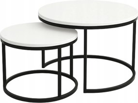 2 db-os dohányzóasztal szett Kerek Loft Industrial Fehér Soft Loft Duo