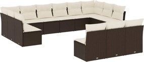 vidaXL 13 részes barna polyrattan kerti ülőgarnitúra párnákkal