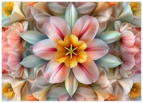 Üveg kép - Kaleidoszkópos virág (70x50 cm)