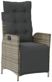 3 részes szürke polyrattan kerti étkezőgarnitúra párnával