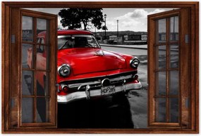 Poszterek 120x80 Kubai piros autó
