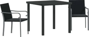 vidaXL Kert étkező szett 3 pcs Fekete és Szürke PE Rattan