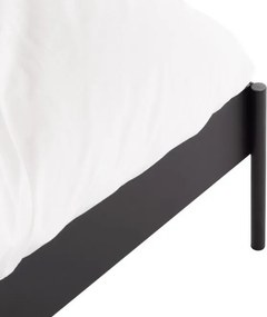 Fekete acél kárpitozott franciaágy ágyráccsal 180x200 cm Eton Basic – noo.ma