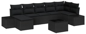 vidaXL Kerti Kanapé Szett párnával 8 pcs Fekete polirattan
