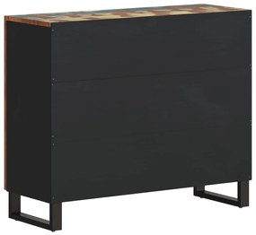 tömör 2 ajtós újrahasznosított fa tálalószekrény 90x33x75 cm