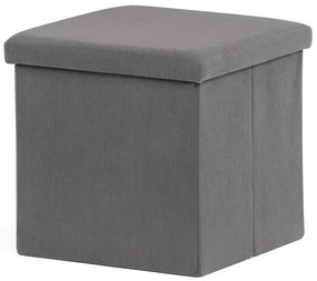 Szürke kordbársony tárolós puff – TAB-471