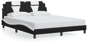 fekete és fehér ágykeret Viana LED-ekkel matrac nélkül 160 x 200 cm