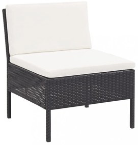 vidaXL 3 részes fekete polyrattan kerti ülőgarnitúra párnákkal