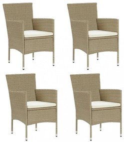 5 részes bézs polyrattan kerti étkezőgarnitúra párnákkal