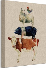 Tehén Disznó Bárány Tyúk vászonkép 30x40 cm