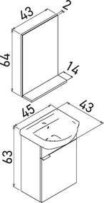 Purus mosdószekrény, 45 cm – TR785PNC1240