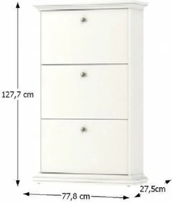 Cipősszekrény, DTD fóliázott/MDF festett, fehér, PARIS