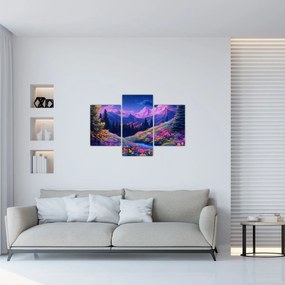 Kép - Lila táj teljes holdfénynél (90x60 cm)