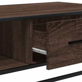 barna tölgy színű szerelt fa és fém dohányzóasztal 100x57x35 cm