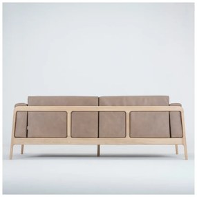 Fawn világosbarna kanapé bivalybőrből, tömör tölgyfa szerkezettel, 210 cm - Gazzda