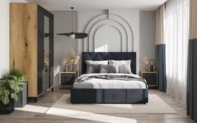 Franciaágy 160 cm Botones (fekete) (ágyráccsal). Akció -16%. 1116776