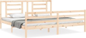 vidaXL tömör fa ágykeret fejtámlával 200 x 200 cm