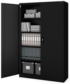 JAN II irodai, irattartó fémszekrény, 1150 x 1850 x 400 mm, fekete