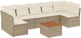 vidaXL 8 részes bézs polyrattan kerti ülőgarnitúra párnával