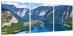 Kép - Hallstatt tó, Hallstatt, Austria (órával) (90x30 cm)