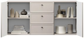 Lorini fali komód 150 cm - kasmír / fekete fogantyúk