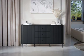 Versper komód 160 cm - fekete / fekete lábak