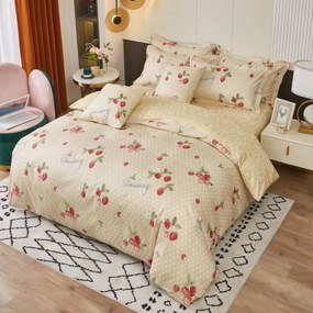 3 részes lepedők Krepp polycotton Strawberry bézs 200x140cm+90x70cm TiaHome