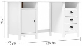 Hill fehér tömör fenyőfa íróasztal 150 x 50 x 74 cm