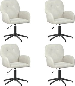 vidaXL Forgós Íróasztali Székek 4 db 54 x 55 x 90 cm Krémszínű Bársony