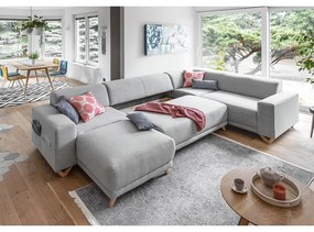 Világosszürke kinyitható-tárolóhelyes sarokkanapé (jobb oldali-U alakú) Classy Sophie – Miuform